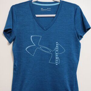 Under Armour HeatGear Loose V-Neck Short Sleeve Tee - Blue - Medium